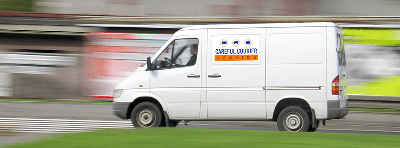 Delivery Van with Careful Courier Logo.